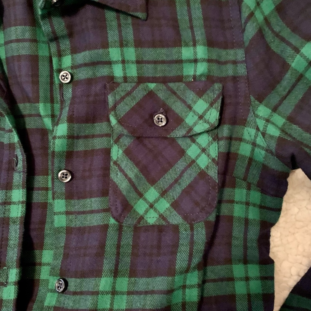 Flannel shirt for Women Blue and Green plaid Inso Brand Size Medium